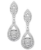 Wrapped In Love Diamond Dangling Drop Earrings In 14k White Gold (1 Ct. T.w.)