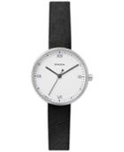 Skagen X Playtype Women's Signature Black Leather Strap Watch 30mm Limited Edition
