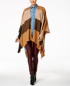 Anne Klein Abstract Colorblocked Plaid Cape