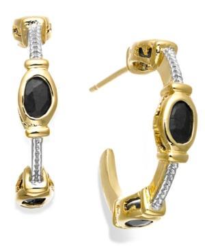 Victoria Townsend Sapphire C-shaped Hoop Earrings In 18k Gold Over Sterling Silver (1-9/10 Ct. T.w.)