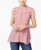 Style & Co Striped Mock-neck Top, Only At Macy's