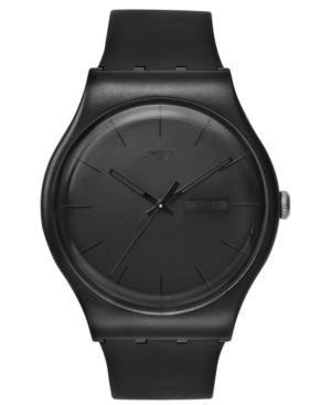 Swatch Watch, Unisex Swiss Black Rebel Black Silicone Strap 41mm Suob702