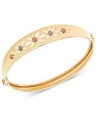 Tricolor Cutout Flower Bangle Bracelet In 14k Gold, White Gold & Rose Gold