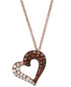 Le Vian Exotics Red And White Diamond Heart Necklace (3/8 Ct. T.w.) In 14k Rose Gold