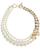 Anne Klein Gold-tone Imitation Pearl And Crystal Statement Necklace