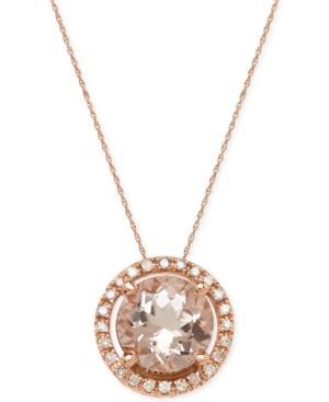 Morganite (1-1/4 Ct. T.w.) And Diamond Accent Pendant Necklace In 14k Rose Gold
