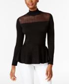 Thalia Sodi Embellished Illusion Peplum Top, Only At Macy's