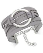 Inc International Concepts Silver-tone Faux-leather Wrap Bracelet, Only At Macy's