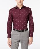 Bar Iii Men's Slim-fit Wine Reindeer Print Dress Shirt, Only At Macy's