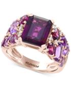 Final Call By Effy Amethyst (1-1/2 Ct. T.w.) And Rhodolite (5-1/3 Ct. T.w.) And Diamond Accent Ring In 14k Rose Gold