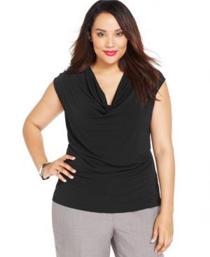 Kasper Plus Size Cowl-neck Top