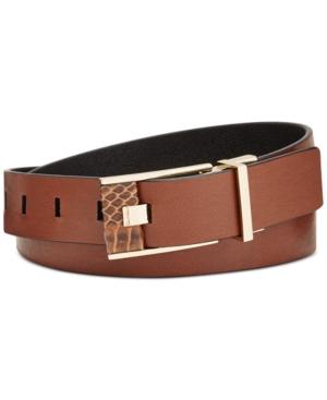 Calvin Klein Reversible Snake-embossed Wrap Leather Belt