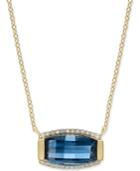 Blue Topaz (3 Ct. T.w.) And Diamond (1/8 Ct. T.w.) Pendant Necklace In 14k Gold Over Sterling Silver