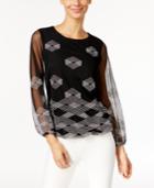 Alfani Embroidered Blouson Top, Only At Macy's