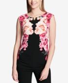Calvin Klein Notch-neck Floral-print Top