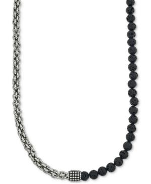 Esquire Men's Jewelry Lava Bead Chain Necklace In Stainless Steel, Only At Macy's