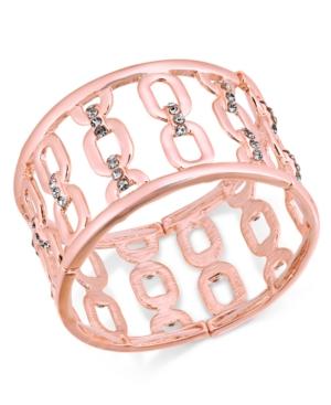 I.n.c. Silver-tone Wide Link Stretch Bracelet, Created For Macy's