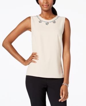 Kasper Embellished-trim Sleeveless Top