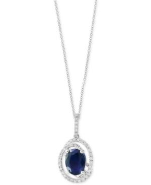 Final Call By Effy Sapphire (1-9/10 Ct. T.w.) & Diamond (1/4 Ct. T.w.) Pendant Necklace In 14k White Gold
