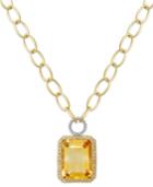 14k Gold Necklace, Citrine (22 Ct. T.w.) And Diamond (5/8 Ct. T.w.) Rectangle Pendant