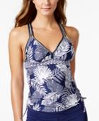 Jag Leafy Escape Printed Shirred Tankini Top Women's Swimsuit