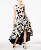 Calvin Klein Floral-embroidered High-low Gown