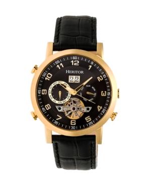 Heritor Automatic Edmond Gold & Black Leather Watches 43mm