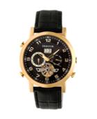 Heritor Automatic Edmond Gold & Black Leather Watches 43mm