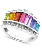 Sterling Silver Ring, Multi-stone And Diamond Accent
