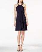 Calvin Klein Ruffle-front Beaded Halter Dress