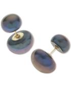 Dyed Black Cultured Freshwater Pearl (8 & 12mm) Front And Back Earrings In 14k Gold