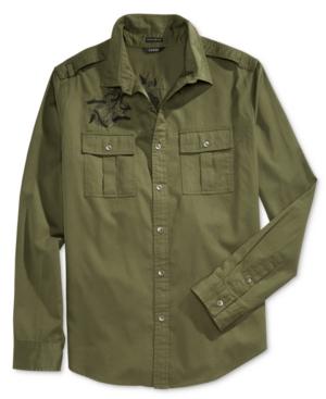 Guess Men's Twill Embroidered Military Shirt