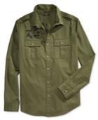 Guess Men's Twill Embroidered Military Shirt