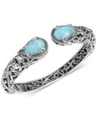 Carolyn Pollack Turquoise/rock Crystal Doublet Cuff Bracelet In Sterling Silver