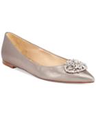 Badgley Mischka Davis Ii Embellished Pointed Toe Evening Flats Women's Shoes