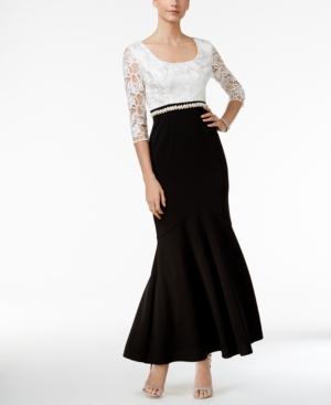 Alex Evenings Embellished Contrast Trumpet Gown