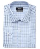 Alfani Men's Performance Blue Triple Check Dress Shirt, Only At Macy's