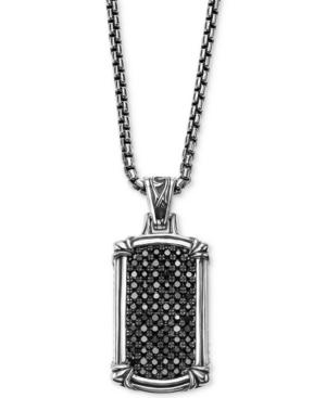 Scott Kay Men's Black Sapphire Dog Tag Pendant Necklace (1-3/8 Ct. T.w.) In Sterling Silver