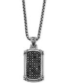 Scott Kay Men's Black Sapphire Dog Tag Pendant Necklace (1-3/8 Ct. T.w.) In Sterling Silver