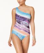 Carmen Marc Valvo Pacific Sunset One-shoulder One-piece Swimsuit Women's Swimsuit