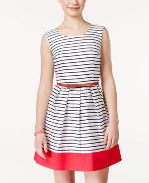 Bcx Juniors' Striped Belted A-line Dress