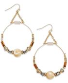 Inc International Concepts Gold-tone Stone And Bead Gypsy Hoop Drop Earrings, Only At Macy's