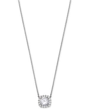 Giani Bernini Cubic Zirconia Halo Pendant Necklace In Rhodium-plated Sterling Silver, Only At Macy's