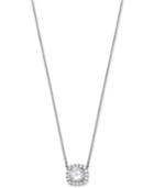 Giani Bernini Cubic Zirconia Halo Pendant Necklace In Rhodium-plated Sterling Silver, Only At Macy's