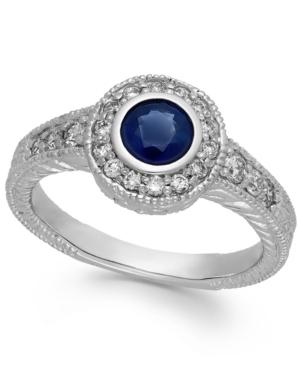 Sapphire (5/8 Ct. T.w.) And Diamond (1/3 Ct. T.w.) Round Ring In 14k White Gold
