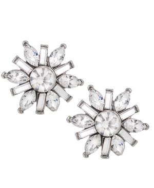 Carolee Earrings, Silver-tone Small Button Snowflake Earrings