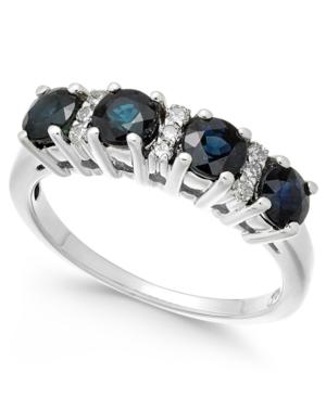 Sapphire (1-1/3 Ct. T.w.) & Diamond (1/10 Ct. T.w.) Ring In 14k White Gold