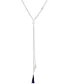 Lucky Brand Silver-tone Stone & Tassel Lariat Necklace, 19 + 2 Extender, Created For Macy's