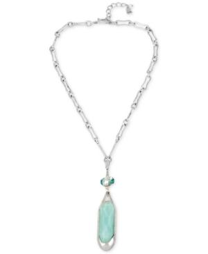 Robert Lee Morris Soho Silver-tone Aqua Stone Pendant Necklace