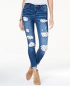 Rampage Juniors' Lace-inset Ripped Skinny Jeans